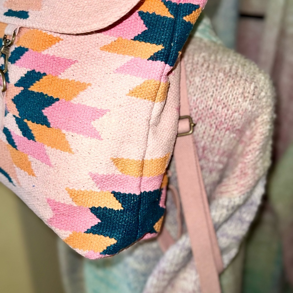 Multicolor Geometric Aztec Pattern Women's Backpack - Picture 8 of 10